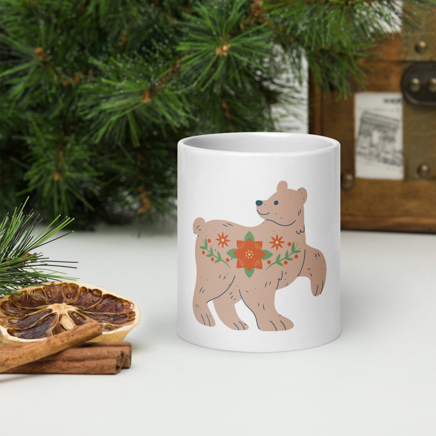 Mug Blanc Brillant - Ours De Noël