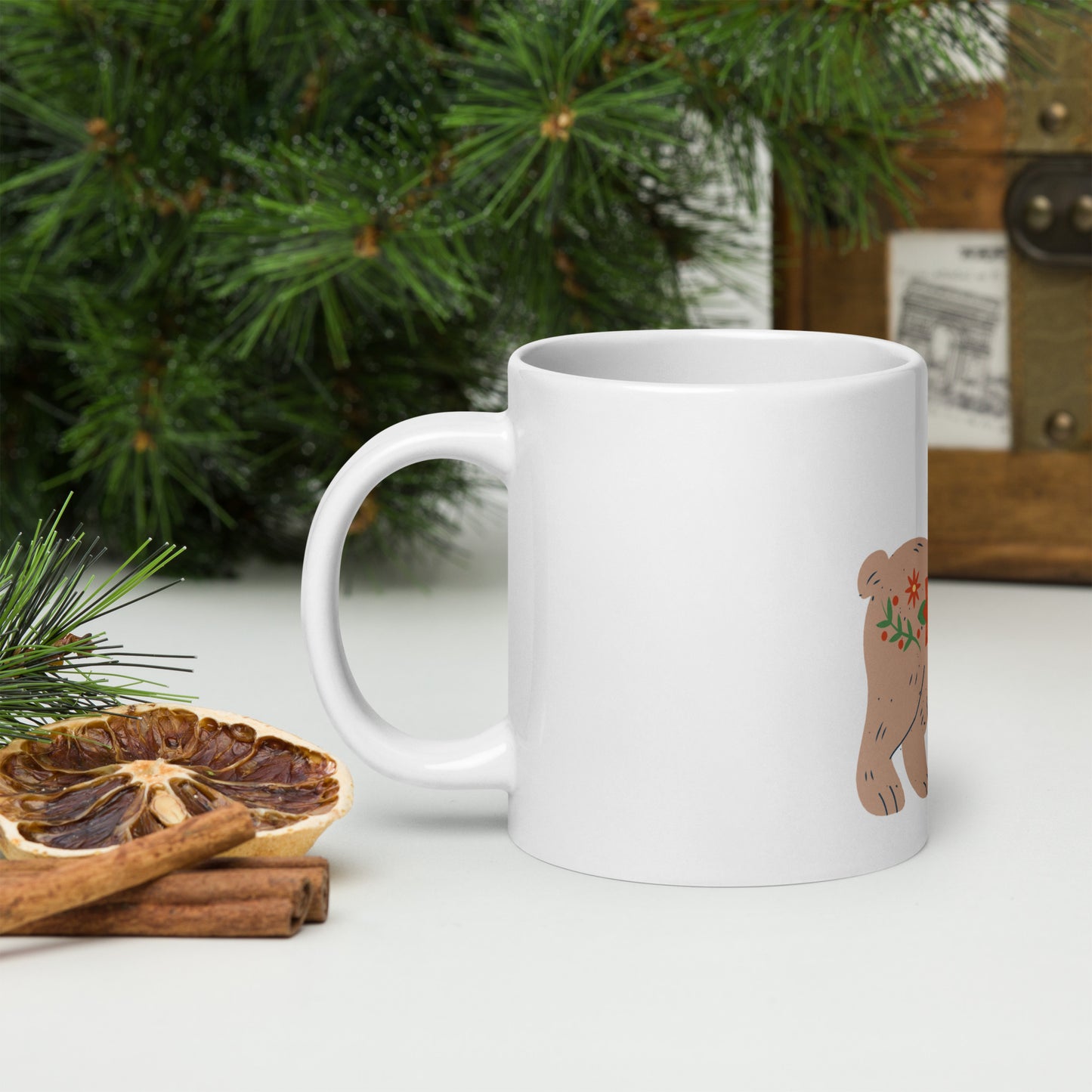 Mug Blanc Brillant - Ours De Noël