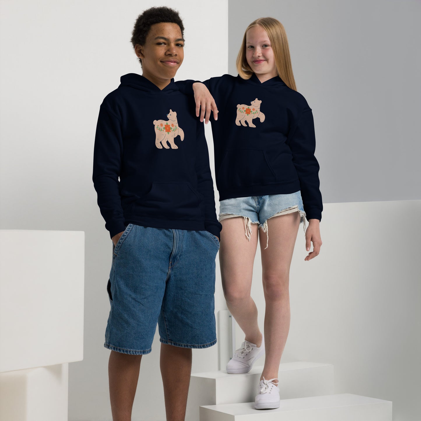Sweat à capuche épais pour les jeunes - Ours De Noël