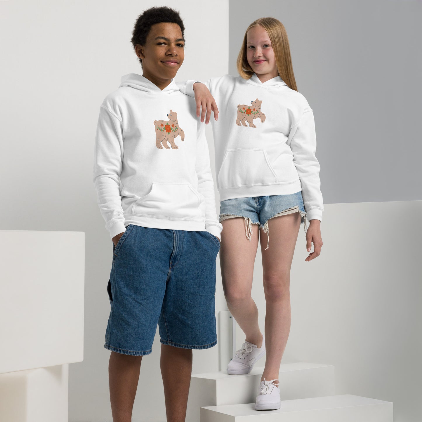 Sweat à capuche épais pour les jeunes - Ours De Noël