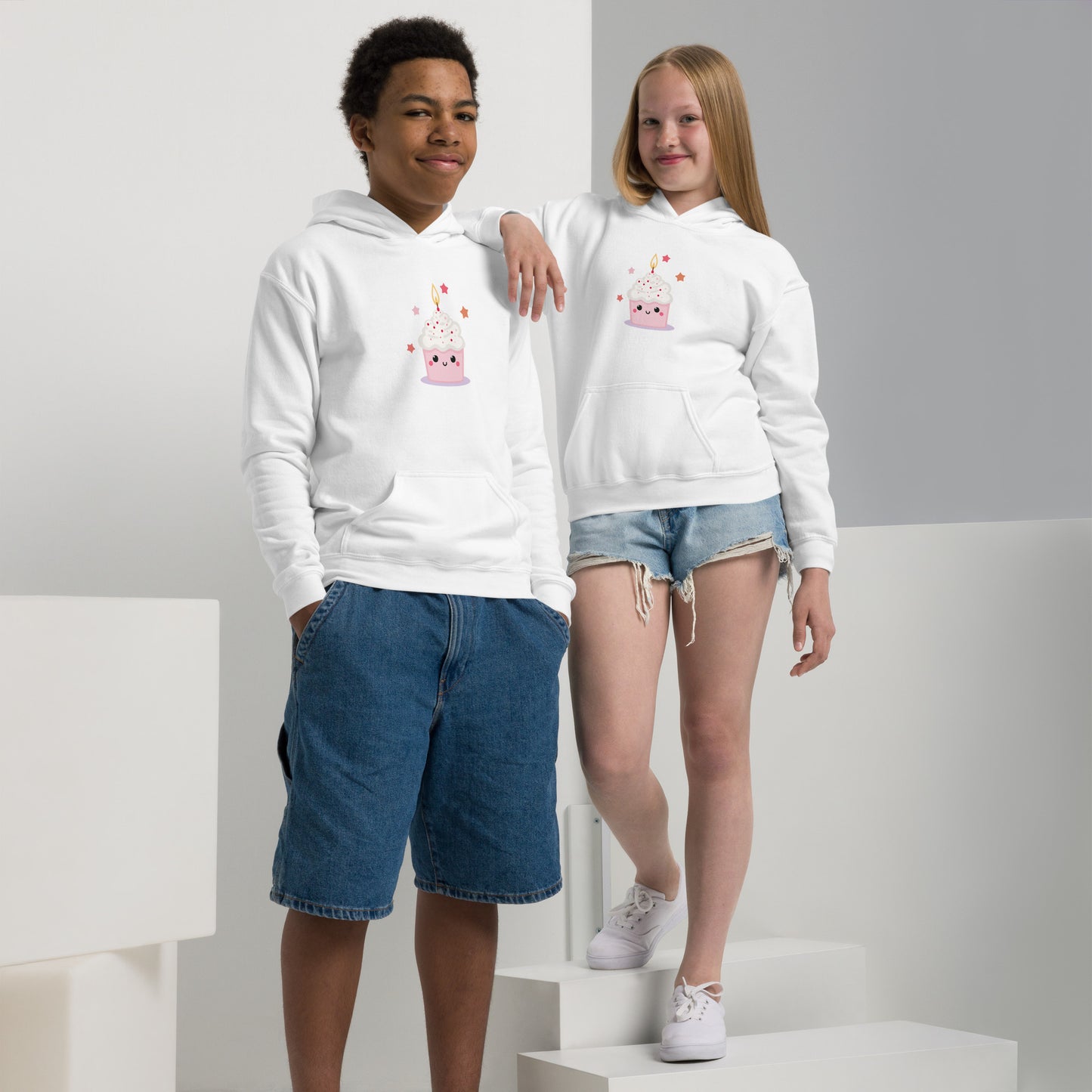 Sweat à capuche épais pour les jeunes - Cupcake Licorne